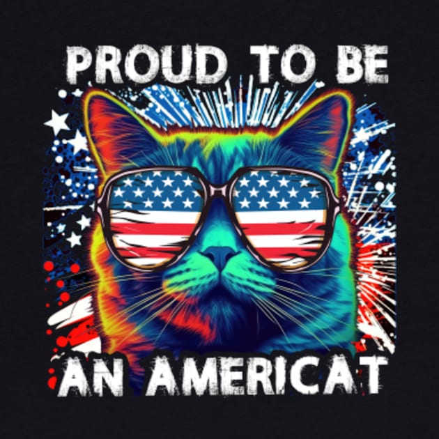 Proud To Be An American Cat USA Flag 4th of July by JasonShirt